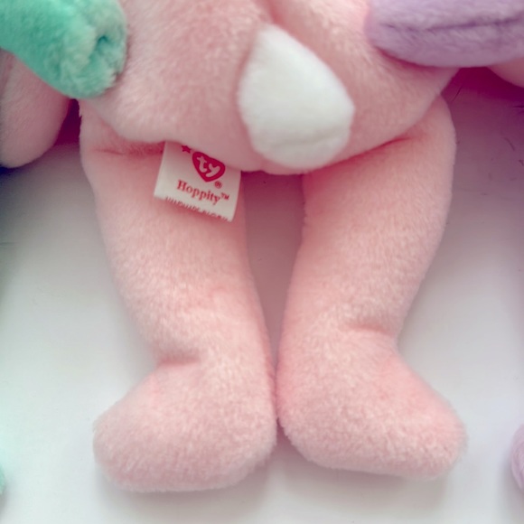 3 Ty Beanie Babies Bunny Rabbits RETIRED Trio Hippity Hoppity Floppity PRISTINE - Picture 6 of 11